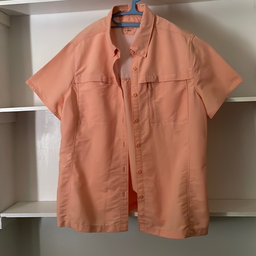 LL Bean Tropicwear Shirt Women’s Tropical Peach Short Sleeve Shirt, lightweight